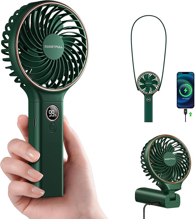 SWEETFULL Handheld Portable Fan, 5000mAh Rechargeable Battery, 6 Speed Wind by SweetFull%C2%AE