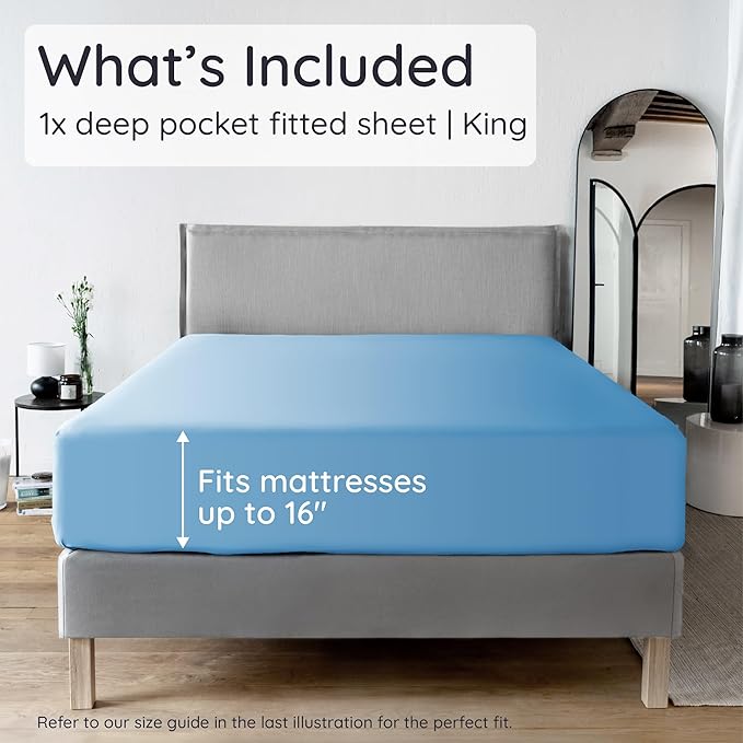 Bambaw 100% Viscose Derived from Bamboo Fitted Sheet, 16’’ Pocket King Bed - Image 2