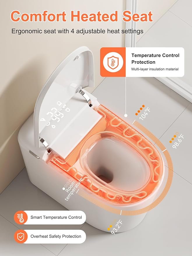 BAYTINA Smart Toilet with Auto Open/Close Lid, ADA Height Heated Seat, Warm - Image 5
