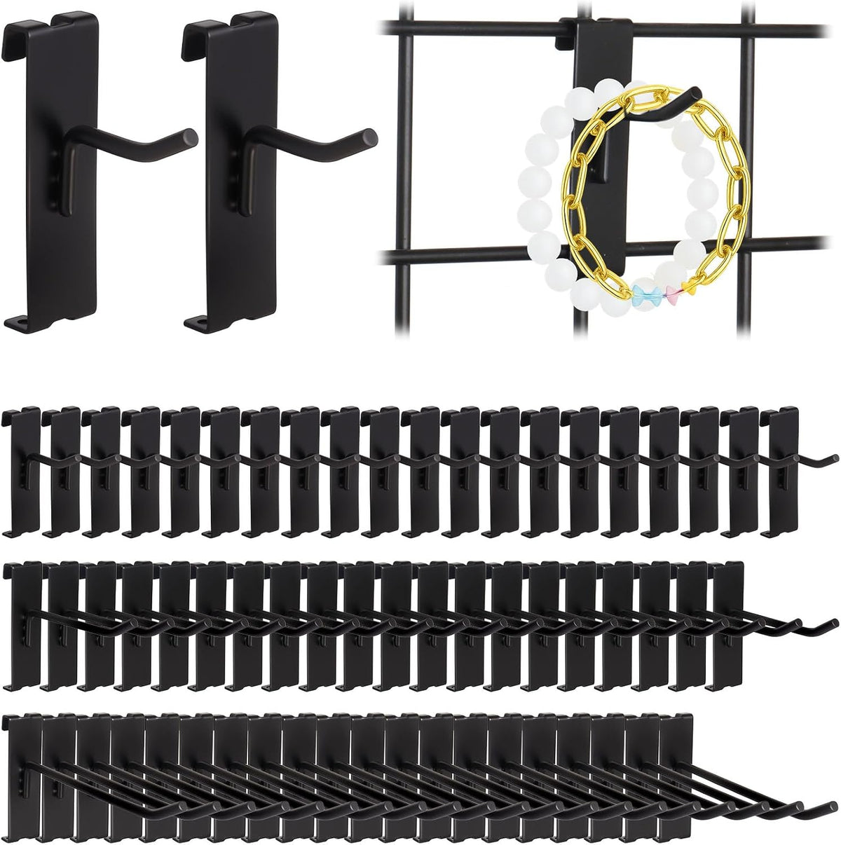 Alffun 60 Pcs Grid Wall Hooks, 2/4/6 Inch Heavy Duty Wire Grid Display Hooks