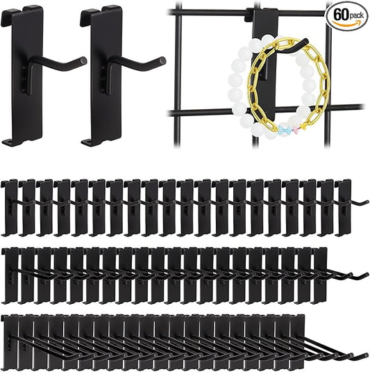 Alffun 60 Pcs Grid Wall Hooks, 2/4/6 Inch Heavy Duty Wire Grid Display Hooks by ALFFUN