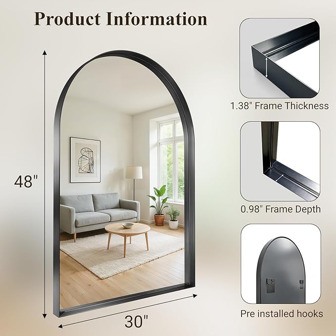 Arch Bathroom Mirror, Tempered Glass Decor Mirror - Image 8