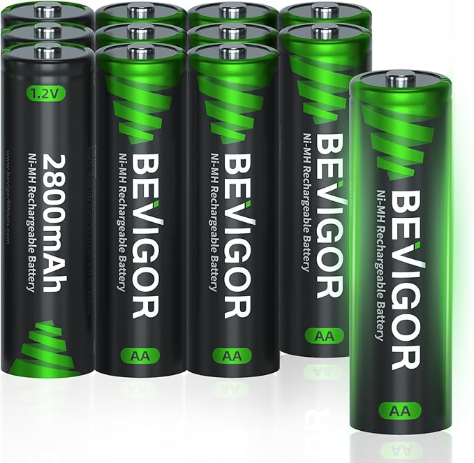 BEVIGOR AA Rechargeable Batteries 1500 Cycle, 2800 mAh High Capacity 1.2V NiMH by BEVIGOR
