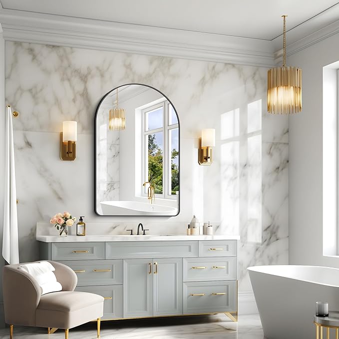 Arched Bathroom Mirror, Wall Mounted Mirror, Living Room, Hanging or Leaning - Image 6