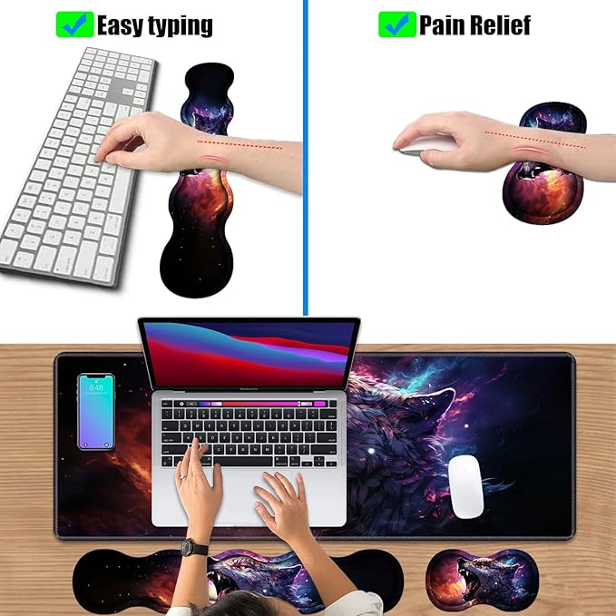 4 in 1 Ergonomic Keyboard Wrist Rest & Mouse Pad Wrist Rest Set, Large XXL - Image 6