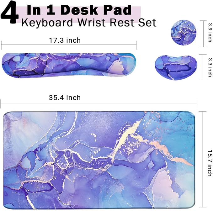 4-in-1 Large Mouse Pad, Keyboard Wrist Rest Pad & Wrist Support Mousepad Set - Image 2