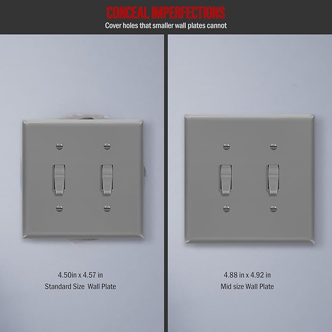 ENERLITES Double Light Switch Wall Plate, Toggle Switch Plate, Gloss Finish - Image 2