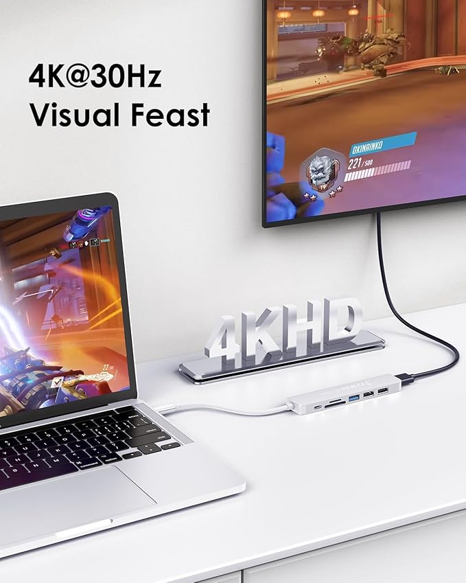 LENTION USB C Hub with 100W Charging, 4K HDMI, Dual Card Reader, USB 3.0 & 2.0 - Image 2