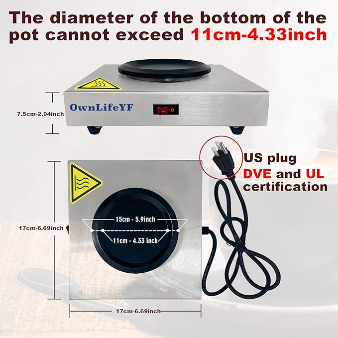 Commercial Coffee Warmer, 60W 176℉ Single Burner Decanter Warmer Plate - Image 3