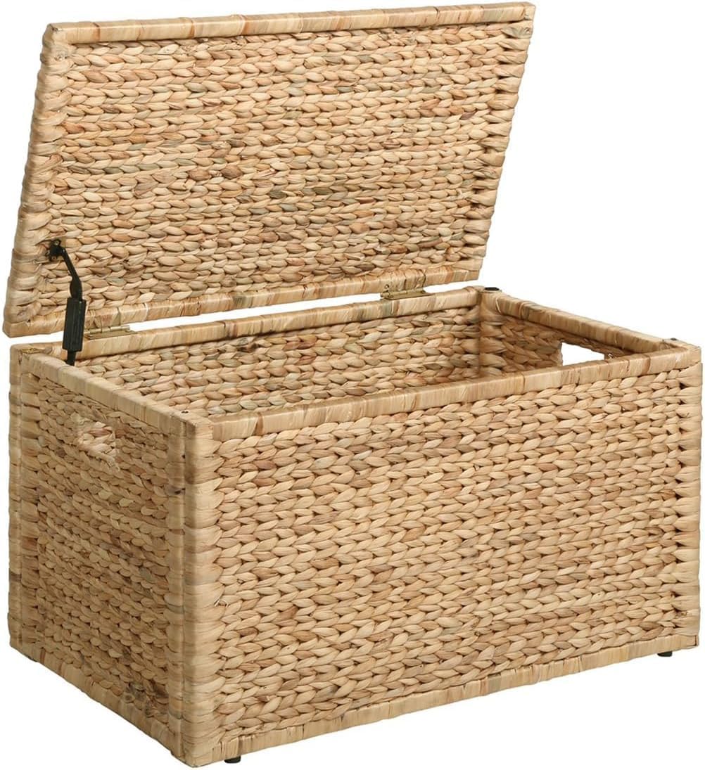 ehemco water hyacinth wicker storage trunk, natural, 30x17.5x17.5, main product view