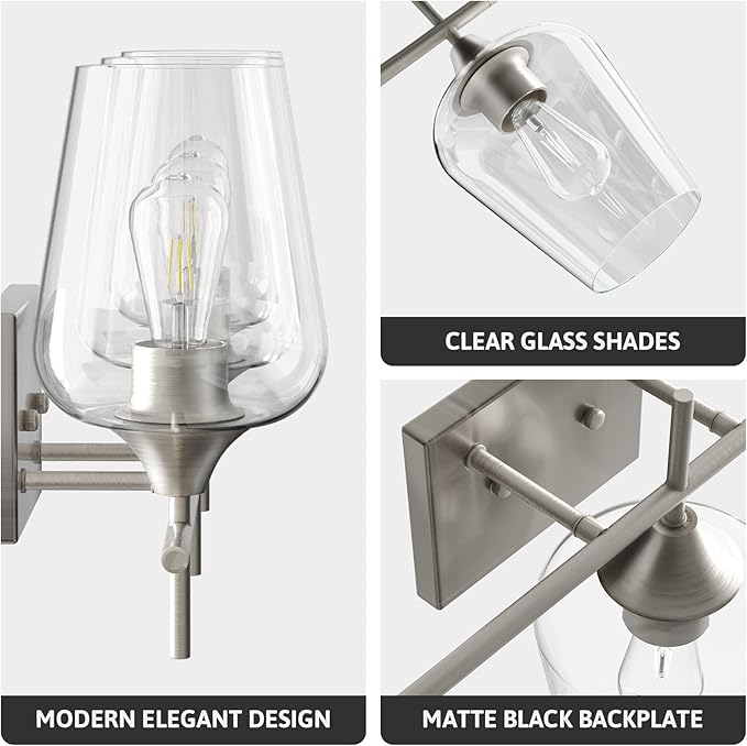 VONLUCE Bathroom Vanity Light, 3 Light Bathroom Light Fixture Over Mirror - Image 4