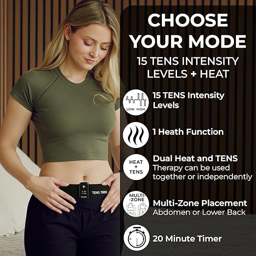 TENS 7000 Heat + TENS Unit for Menstrual Cramp Relief - Image 4