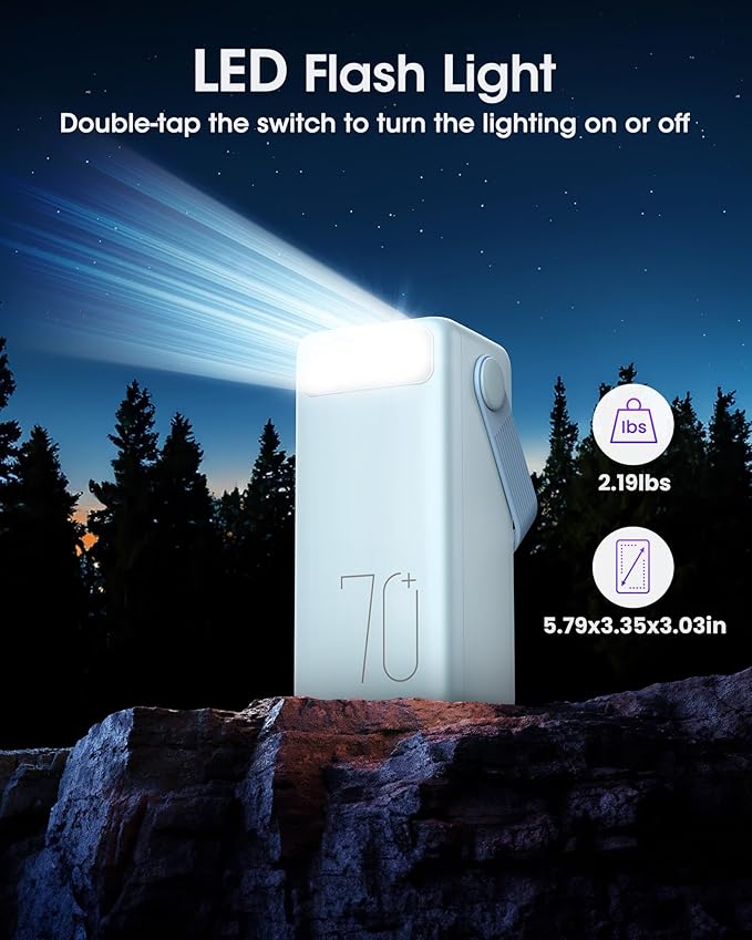 Aterob Portable Charger Power Bank 70000mAh, 22.5W Fast Charging USB C Battery - Image 5