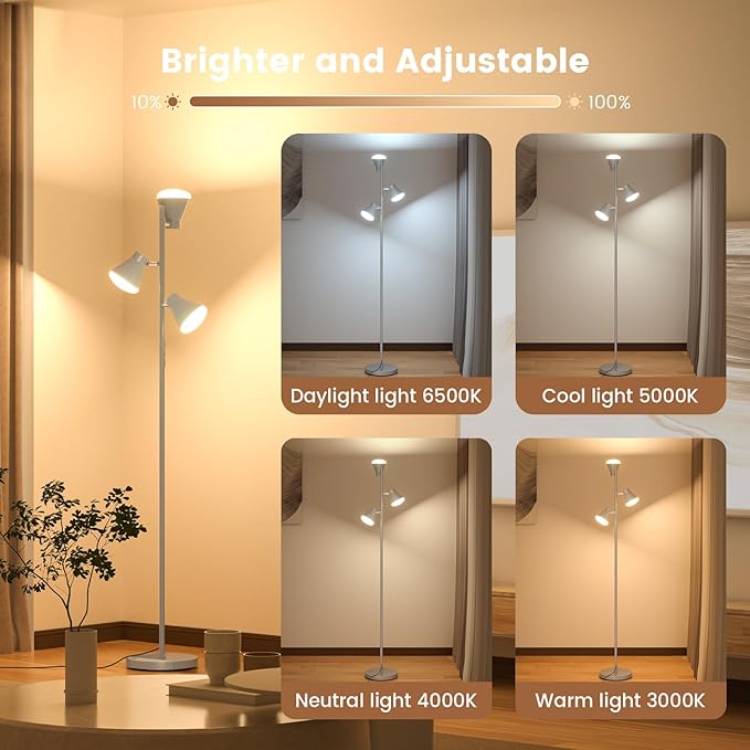 SIBRILLE 36W LED Tree Floor Lamp, Dimmable Tall Standing Lamp - Image 4