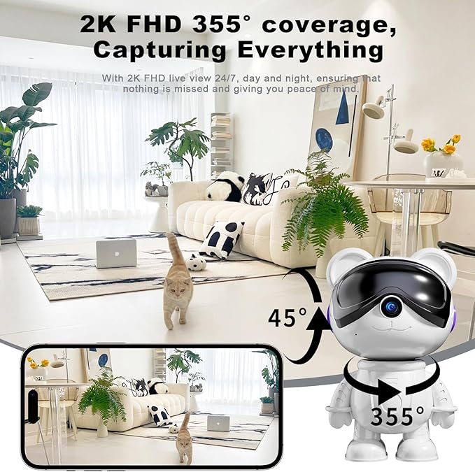 Dzcctvipc-Cute Bear-2K Wireless-Smart Robot-Home Security - Image 4