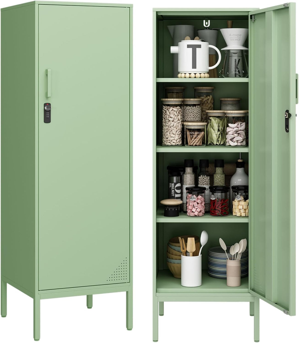 steehoom metal locker storage cabinet lockable 4 tier, main product view