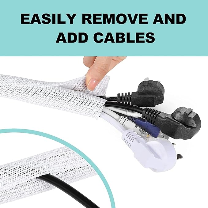 AGPTEK Cable Sleeve Cover, Home Office Wire Management Computer TV Wire Loom - Image 4