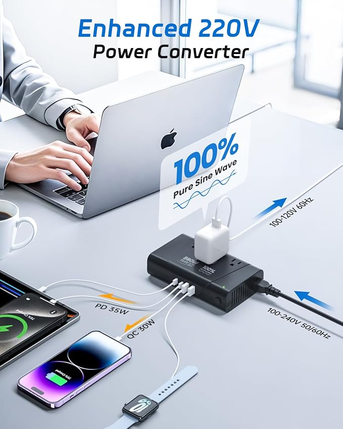 DOACE 220V to 110V Converter - 800W Voltage Converter US to Europe - Image 2