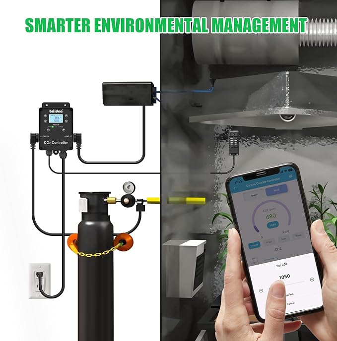 briidea Wi-Fi CO2 Controller for Grow Tent, Two-Plug System for CO2 Regulatos - Image 7
