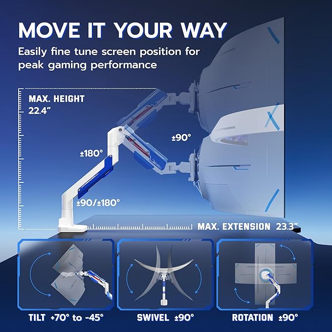 ARES WING Heavy Duty Single Monitor Arm - Image 7