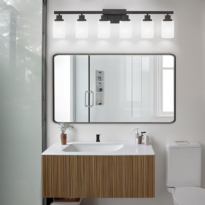 DIKAIDA 6-Light Black Vanity Lights, Matte Bathroom Lighting Fixtures - Image 6