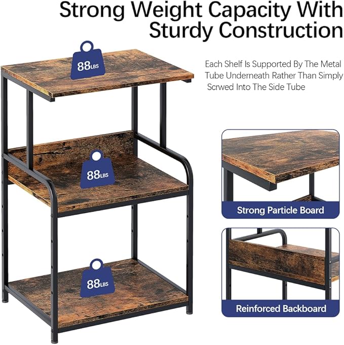 Arbuxzuy Printer Stand with Storage Shelf, 3 Tier Printer Cart with Wheels - Image 7