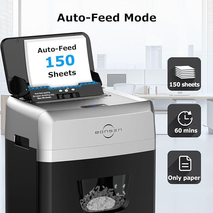 BONSEN 150-Sheet Autofeed Paper Shredder - Image 2