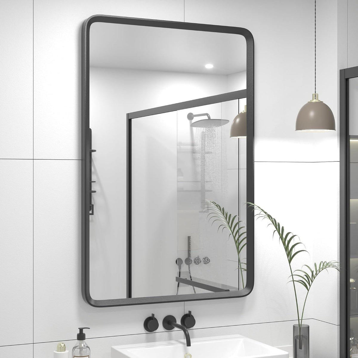 24x36 Black Matte Bathroom Mirror