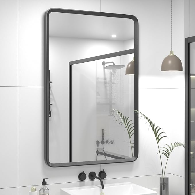 24x36 Black Matte Bathroom Mirror by GOLOMO