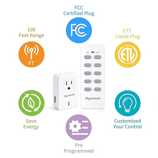 Syantek Remote Control Outlet Wireless Light Switch - Image 2