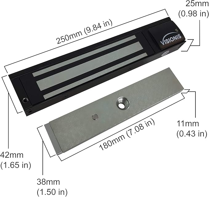 Visionis VS-VISML600LED-BL Indoor 600lbs Black Electromagnetic Lock - Image 2