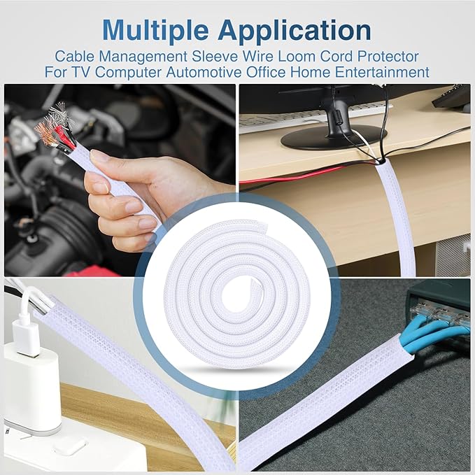 Nilight Cable Sleeve, 10ft-1/2inch Cord Management Sleeves, Braided Sleeving - Image 6