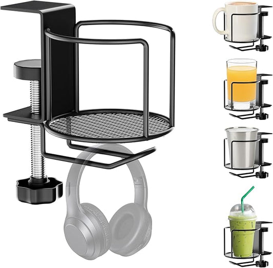 ZMHH 2-in-1 Desk Cup Holder, Anti-Spill Table Water Bottle Holder, Clamp On by ZMHH