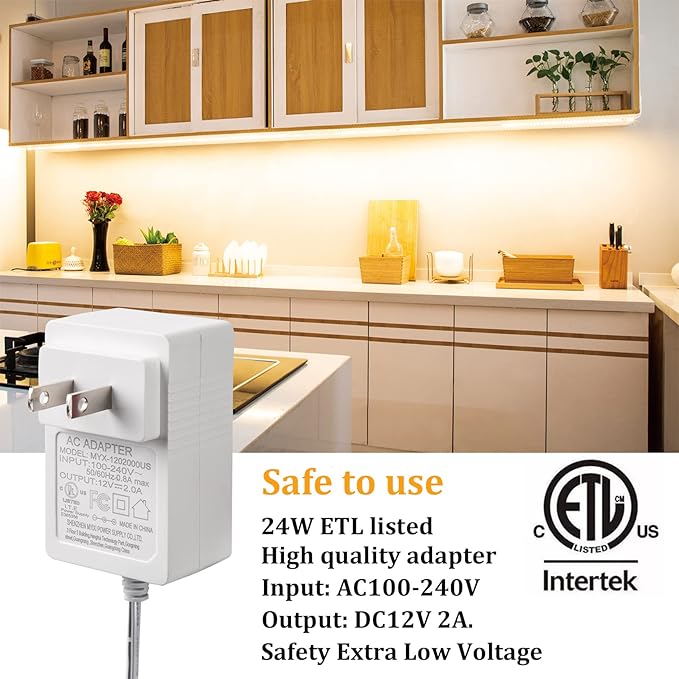 WOBANE Under Cabinet LED Lighting Kit, 24W Adapter, Hidden 2700K Warm White Set - Image 5