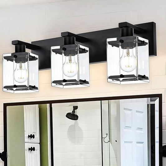 WINSHEN 3-Light Black Bathroom Light Fixture Over Mirror, Vanity Wall Lighting by WINSHENLighting
