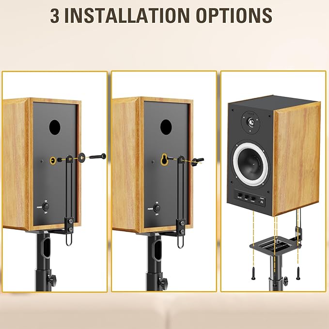 Mounting Dream Black Alloy Steel Speaker Stands, Height Adjustable Bookshelf - Image 6