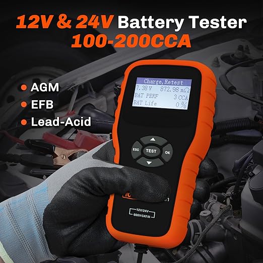 YOWEXA YW-781 Car Battery Tester 12V 24V, Automotive Battery Load Tester and - Image 4