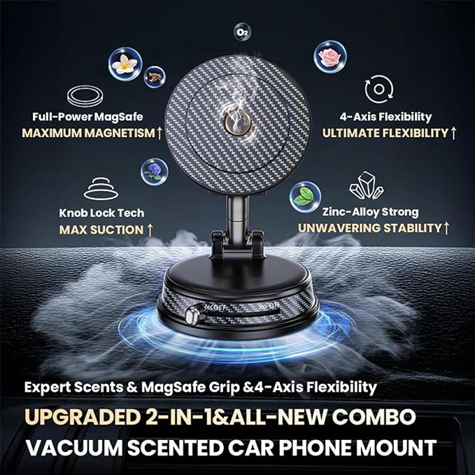 360° Adjustable Car Aromatherapy Tablet Magnetic Phone Holder, Compatible - Image 2