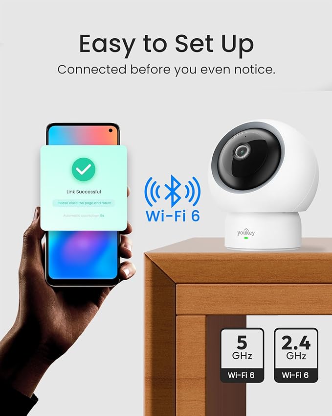 youkey Indoor Camera 2.5K, No Monthly Fees, Pan & Tilt, 360° Dog/Pet Camera - Image 6