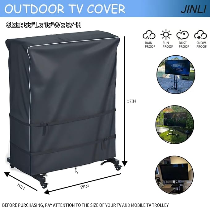 JINLI 55-60 inch outdoor TV trolley cover, courtyard TV cover, Oxford fabric - Image 2