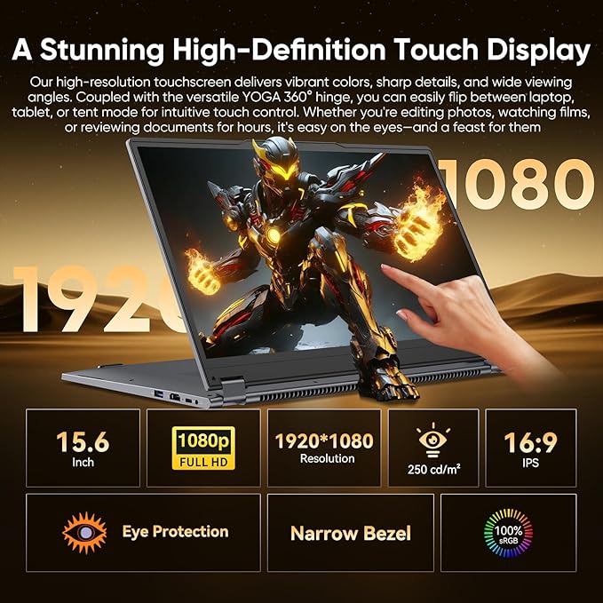 Moxalc Laptop Computer, 15.6" 16GB RAM 512GB SSD AMD Ryzen R3 3200U Radeon Vega - Image 6