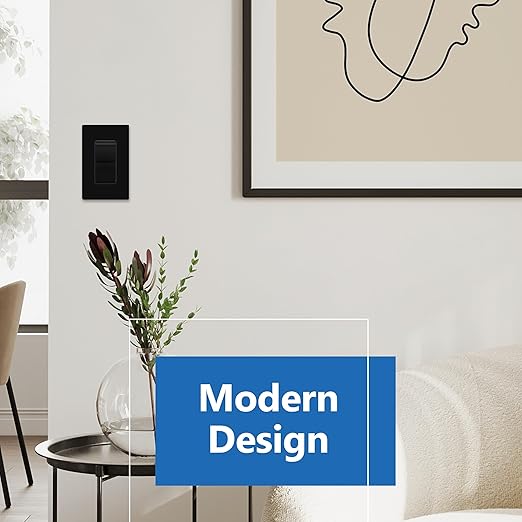 LIDER Balck Minimalist Decorator Switch, Frameless Paddle Light Switch - Image 7