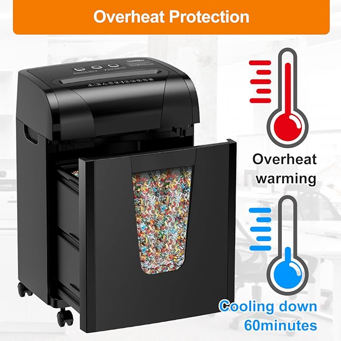 Suntiko Paper Shredder, 18-Sheet Cross Cut Level P-4, Shred Paper/Credit Card/CD - Image 6