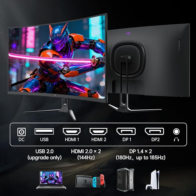 KTC 32 Inch Curved Gaming Monitor, 2K 180Hz Computer Monitor, QHD 1500R PC - Image 8