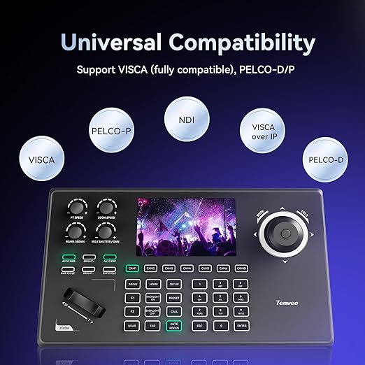 Tenveo NDI PTZ Camera Controller, 4D Joystick, PoE IP PTZ Controller Keyboard - Image 6