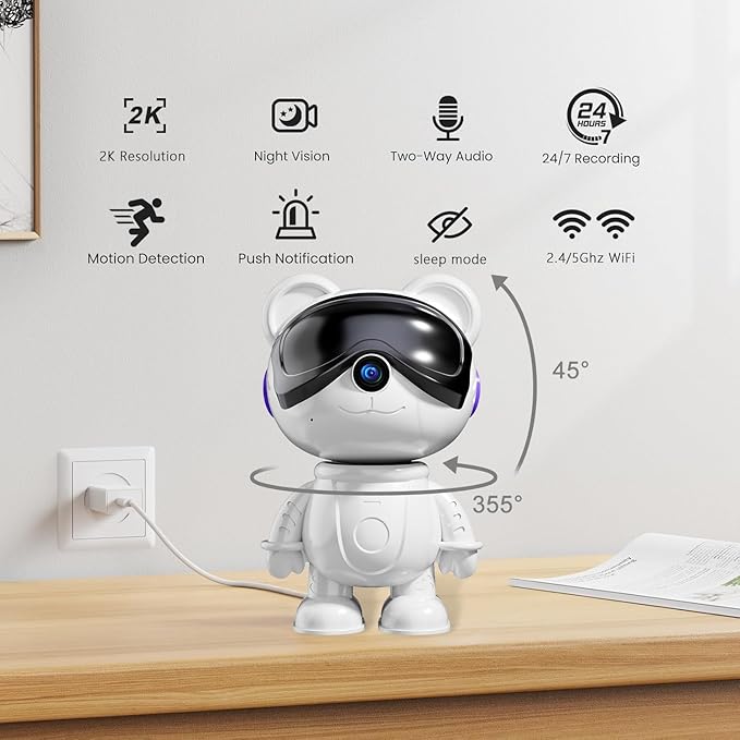 Dzcctvipc-Cute Bear-2K Wireless-Smart Robot-Home Security - Image 5