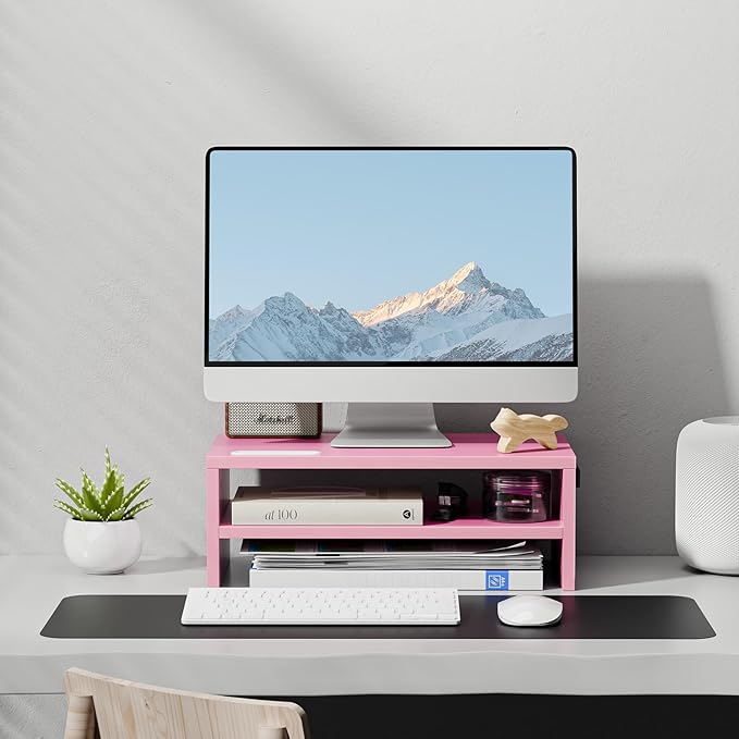 Marbrasse Monitor Stand Riser, 16.5 Inch 2 Tier Computer Printer Shelf Stand - Image 6