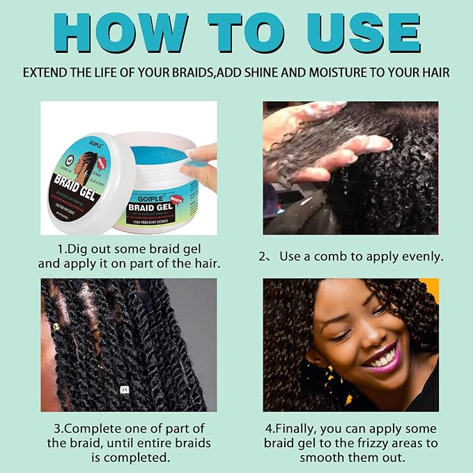 Braid & Loc Gel Good for Twist, Edge No Flake Extra Hold High Shine Braiding - Image 6