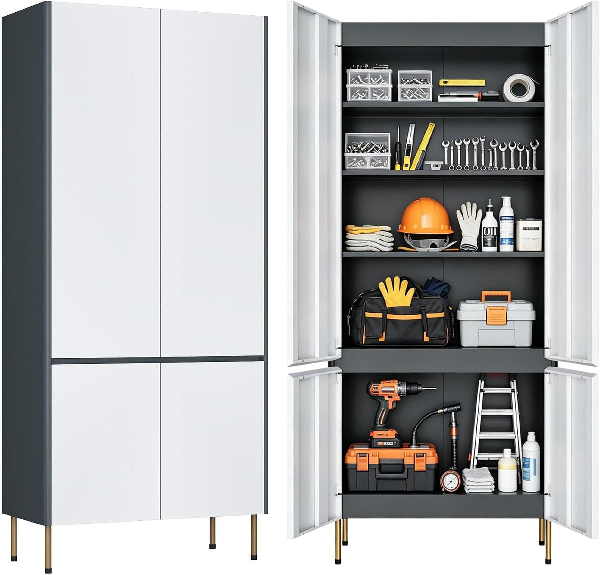 71" metal garage storage cabinet with adjustable shelves, main product view