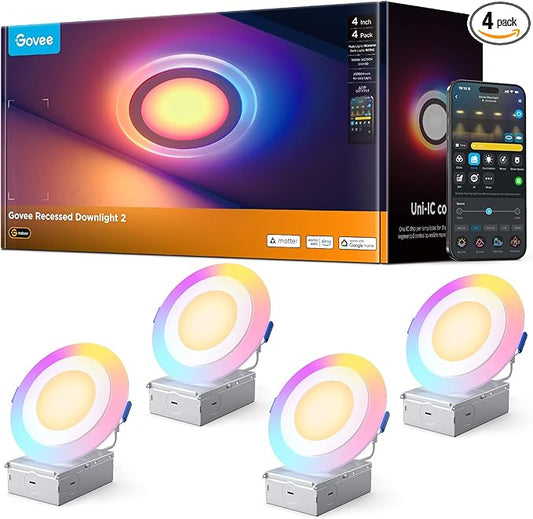 Govee Smart Recessed Lighting 4 inch, RGBIC LED Recessed Light Compitable by Govee